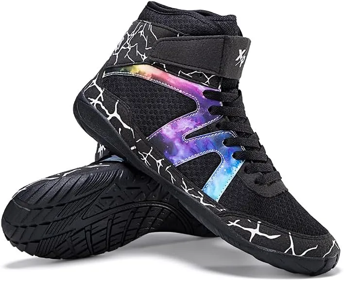Usoway Boxing Shoes for Men and Youth, Anti-Slip Wrestling Shoes Men Youth Wrestling Shoes Training,Lightweight and Breathable Grey Wrestling Boots