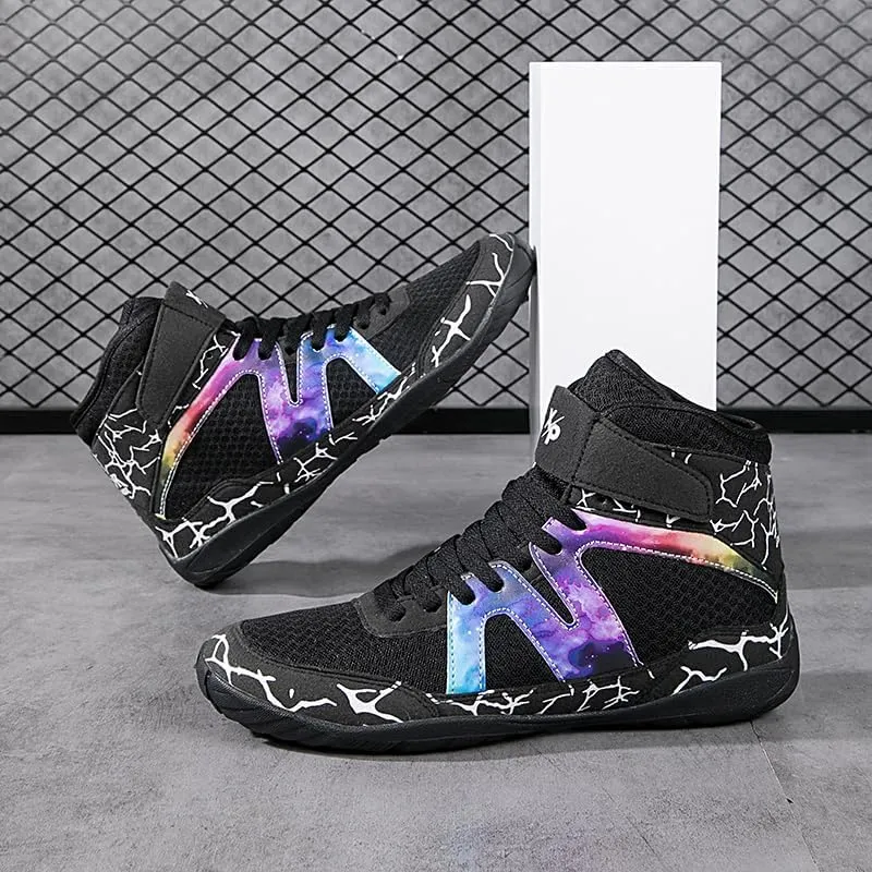 Usoway Boxing Shoes for Men and Youth, Anti-Slip Wrestling Shoes Men Youth Wrestling Shoes Training,Lightweight and Breathable Grey Wrestling Boots