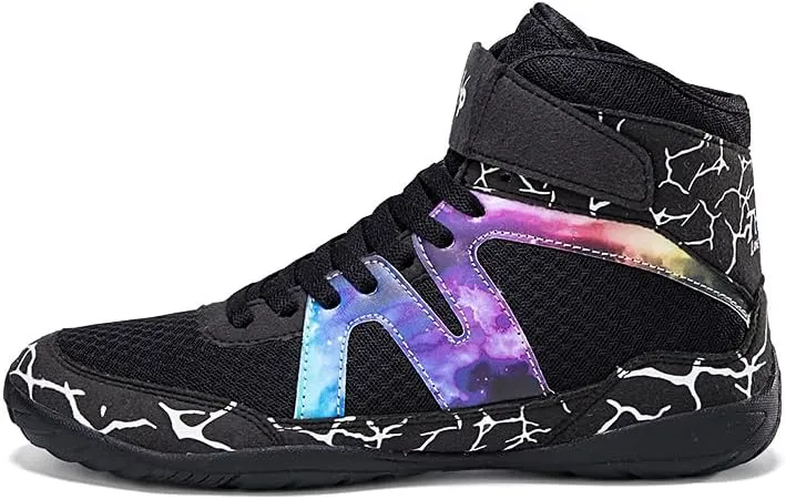 Usoway Boxing Shoes for Men and Youth, Anti-Slip Wrestling Shoes Men Youth Wrestling Shoes Training,Lightweight and Breathable Grey Wrestling Boots
