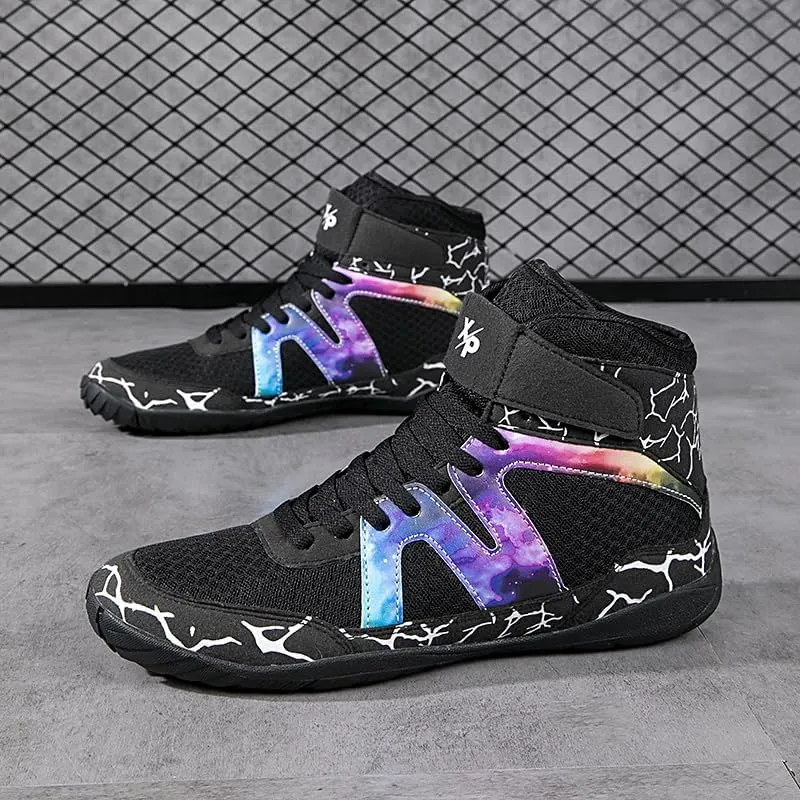 Usoway Boxing Shoes for Men and Youth, Anti-Slip Wrestling Shoes Men Youth Wrestling Shoes Training,Lightweight and Breathable Grey Wrestling Boots
