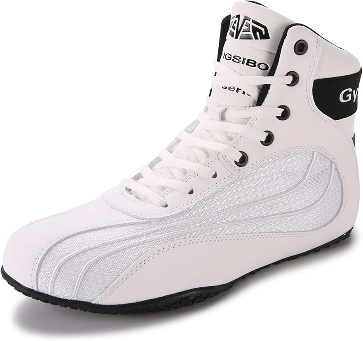 Usoway Wrestling Shoes Men's Boxing Shoes Women's Non-Slip Boxing Boots Breathable Lightweight High Top Sports Training Shoes Weightlifting Fighting Shoes White/Men's 4/Women's 6