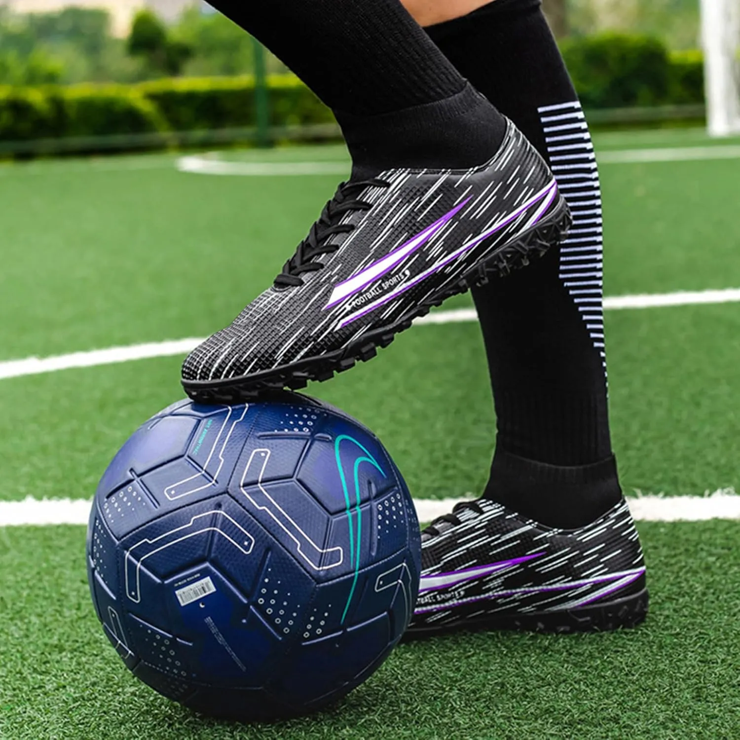 UYO Men's Soccer Cleats Football Shoes AG/FG High-Tops Lace-Up Non-Slip Spikes