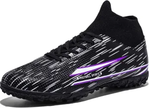 UYO Men's Soccer Cleats Football Shoes AG/FG High-Tops Lace-Up Non-Slip Spikes