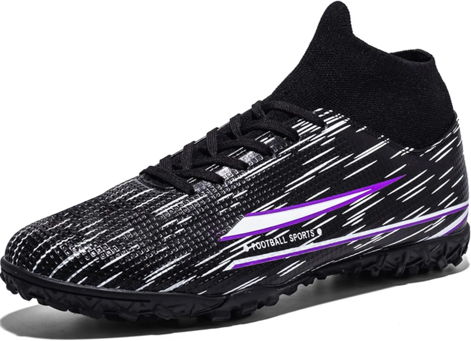 UYO Men's Soccer Cleats Football Shoes AG/FG High-Tops Lace-Up Non-Slip Spikes