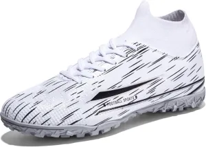 UYO Men's Soccer Cleats Football Shoes AG/FG High-Tops Lace-Up Non-Slip Spikes