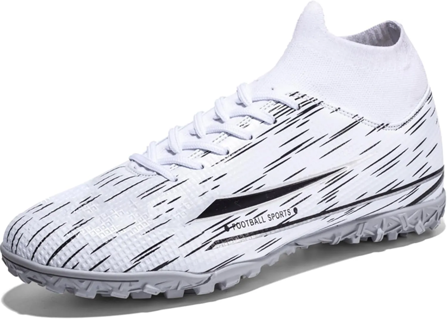 UYO Men's Soccer Cleats Football Shoes AG/FG High-Tops Lace-Up Non-Slip Spikes