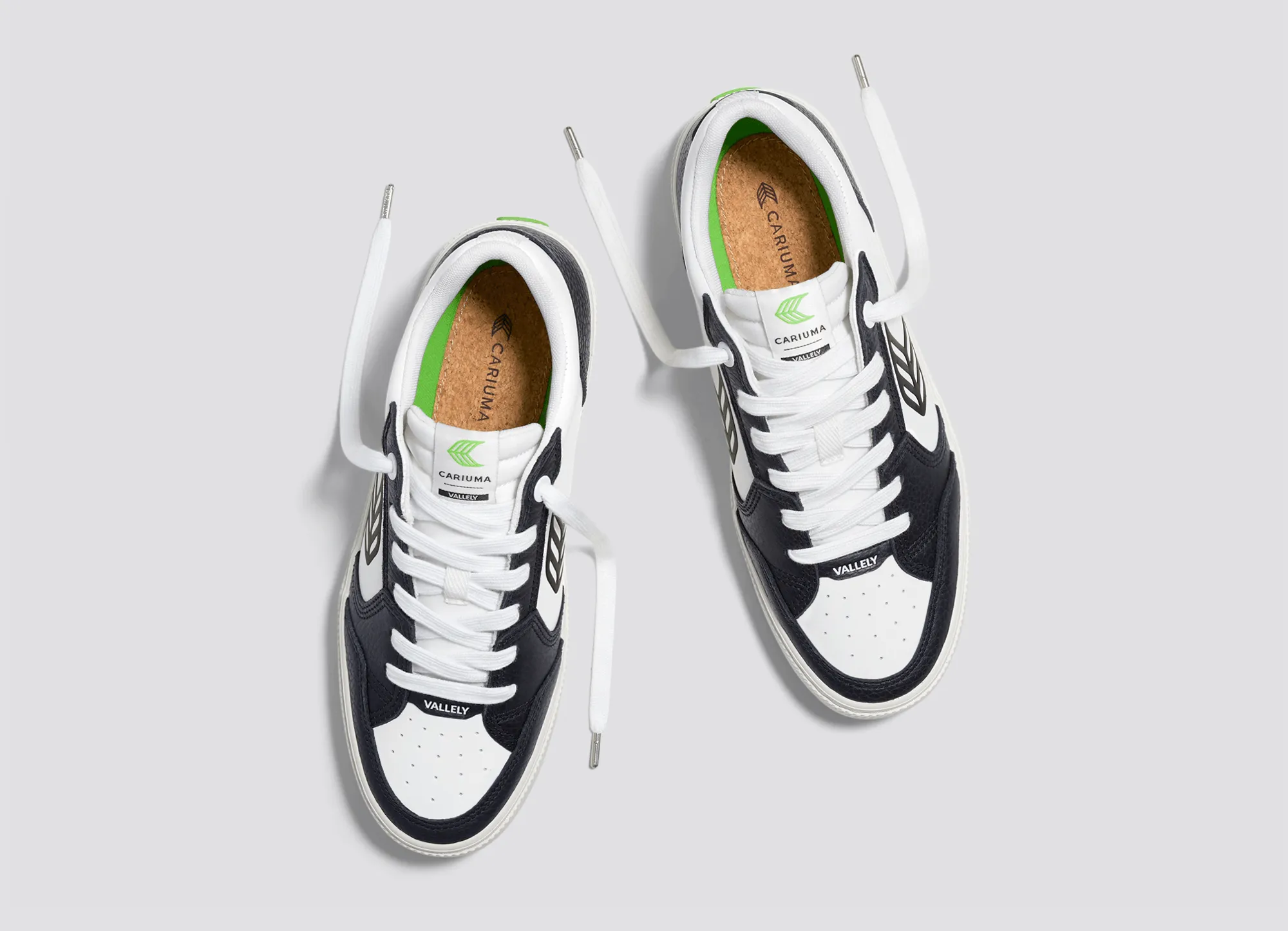 VALLELY White Leather Black Accents Sneaker Men