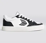 VALLELY White Leather Black Accents Sneaker Men