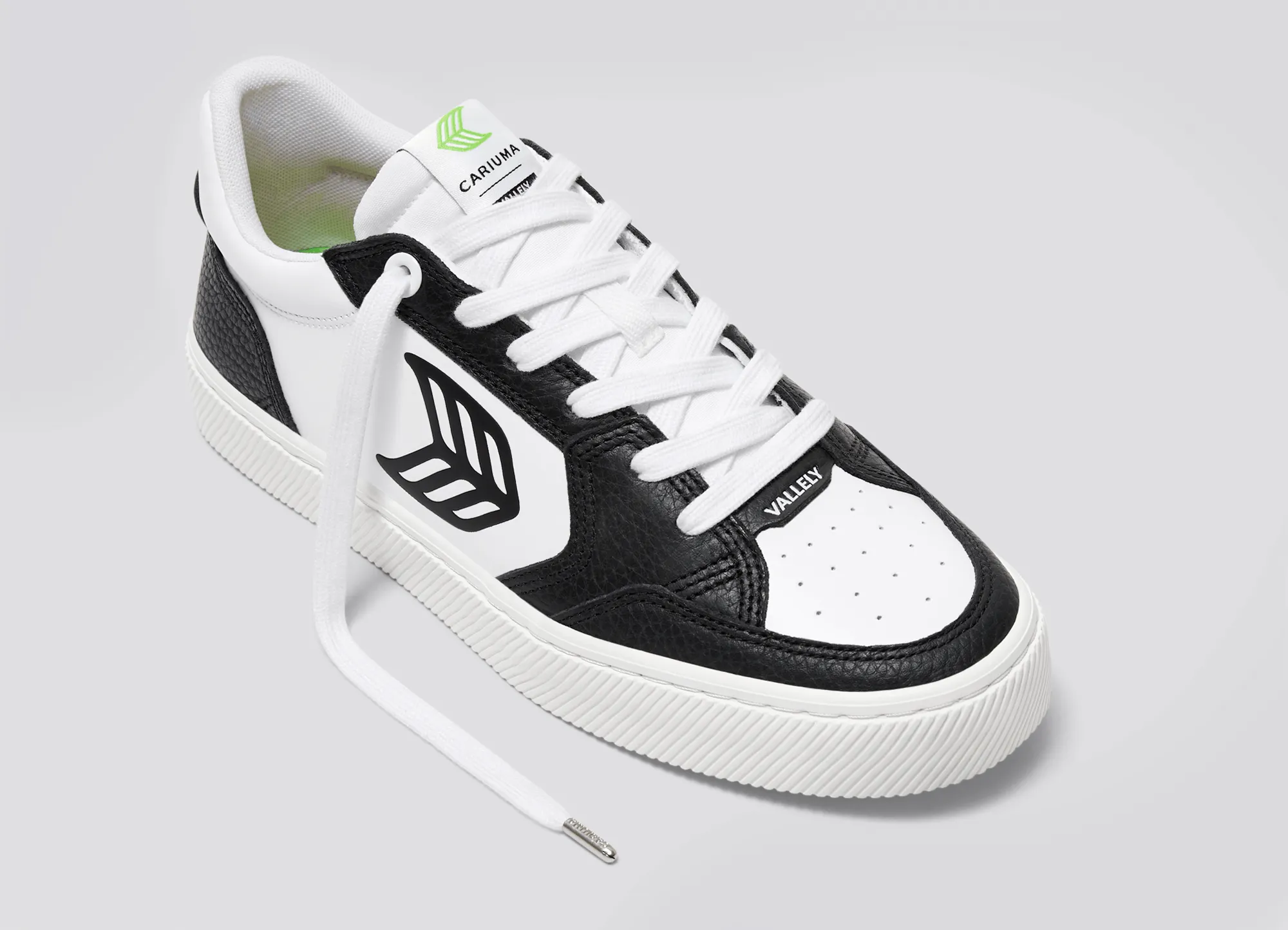 VALLELY White Leather Black Accents Sneaker Men