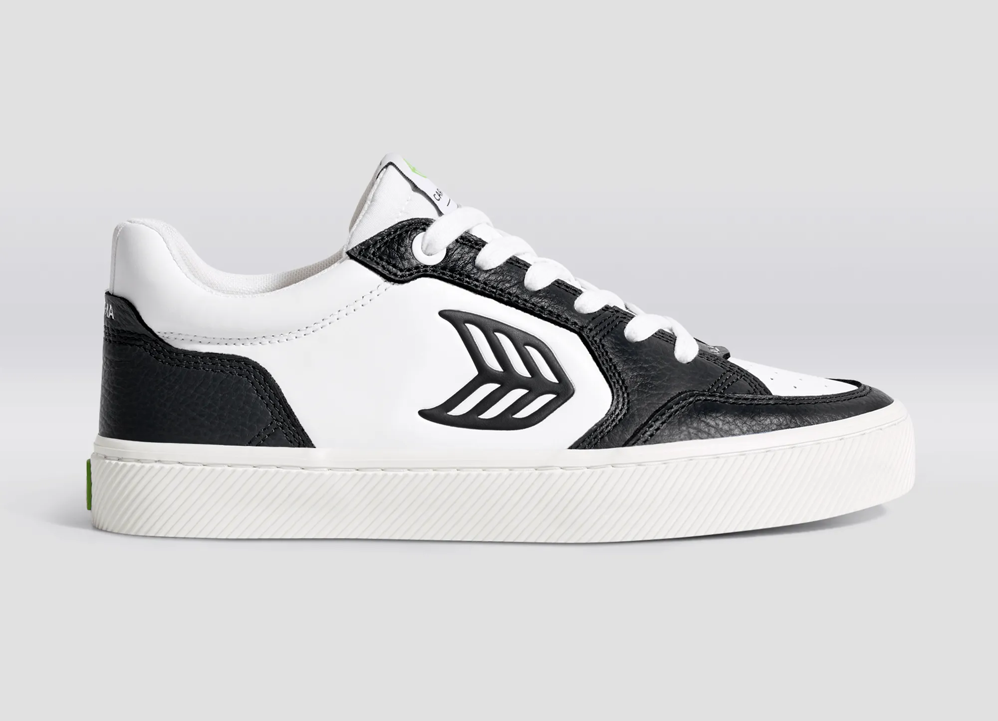 VALLELY White Leather Black Accents Sneaker Men