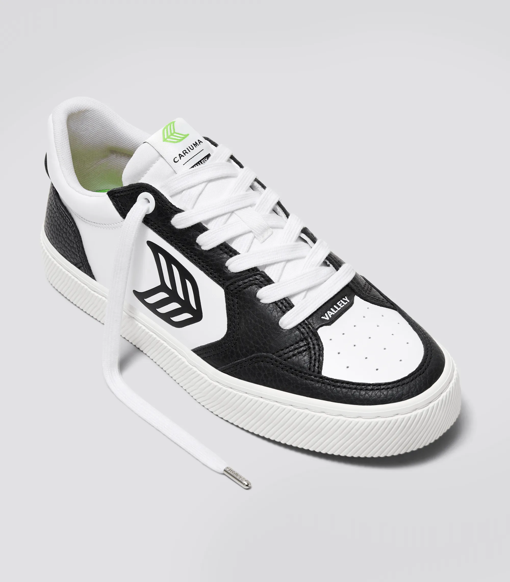 VALLELY White Leather Black Accents Sneaker Men