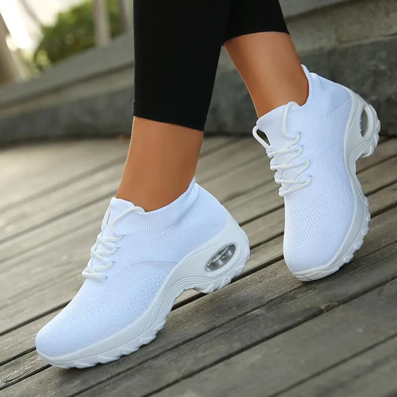 Vanccy Lace Up Walking Running Shoes Platform Sneakers