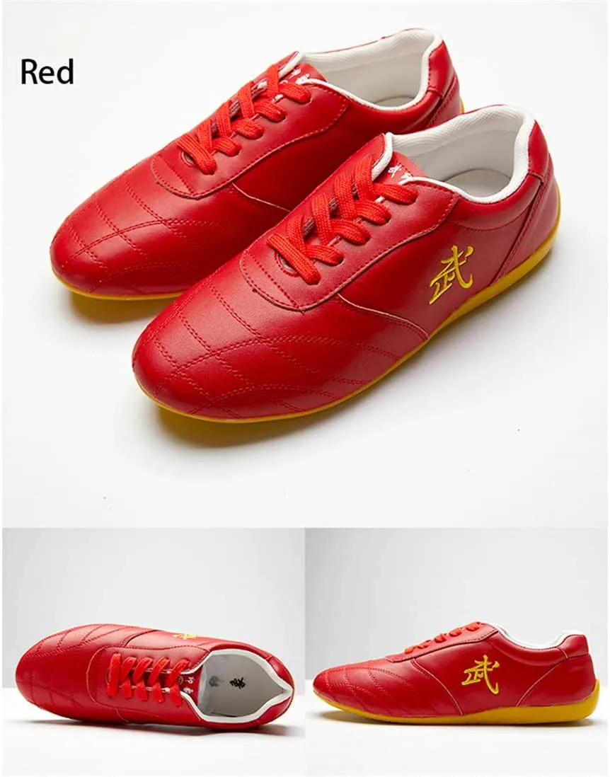 VEACAM Taekwondo Shoes, Ultralight Leather Martial Arts Sneakers Anti-Slip Kung Fu Taichi Training Shoes for Adults and Children