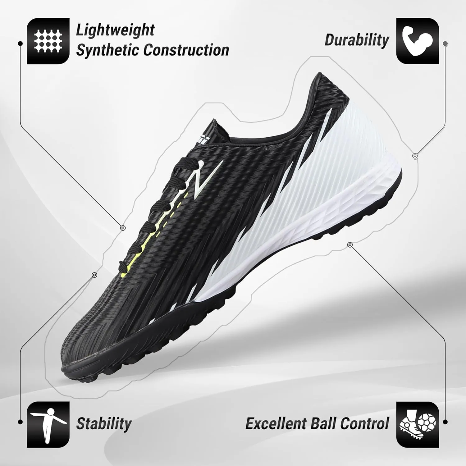 Vizari Kids Turf Soccer Shoes Combo with Two Pairs of Socks | Superior Traction, Comfort & Durability for Artificial Grass | Athletic Football Shoes for Boys and Girls