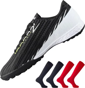 Vizari Kids Turf Soccer Shoes Combo with Two Pairs of Socks | Superior Traction, Comfort & Durability for Artificial Grass | Athletic Football Shoes for Boys and Girls