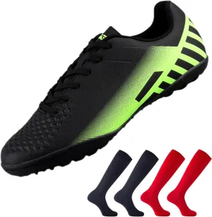 Vizari Kids Turf Soccer Shoes Combo with Two Pairs of Socks | Superior Traction, Comfort & Durability for Artificial Grass | Athletic Football Shoes for Boys and Girls