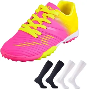 Vizari Kids Turf Soccer Shoes Combo with Two Pairs of Socks | Superior Traction, Comfort & Durability for Artificial Grass | Athletic Football Shoes for Boys and Girls