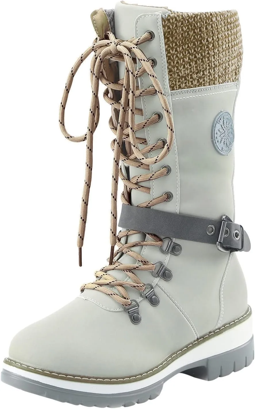 Warm Boots Boots Mid Calf Outdoor Boots Winter Durable Boots Thermal for Women Snow Women's Boots Tall Boots for Women (Beige, 9)