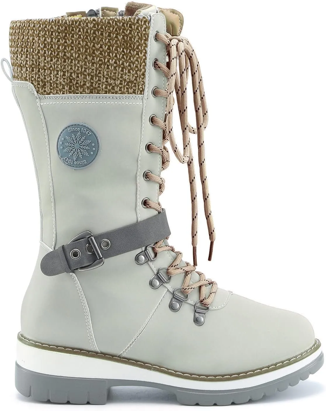 Warm Boots Boots Mid Calf Outdoor Boots Winter Durable Boots Thermal for Women Snow Women's Boots Tall Boots for Women (Beige, 9)
