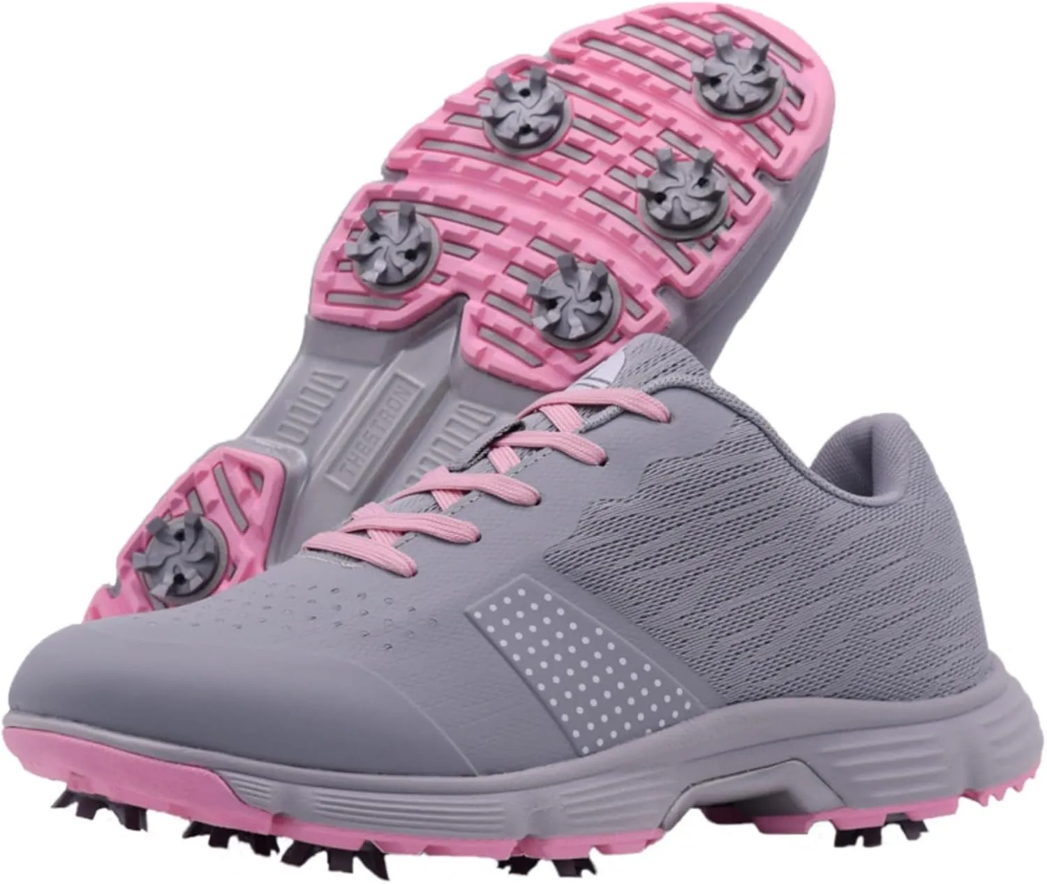 Waterproof Women's/Girl Golf Shoes Spiked Red Golf Trainers Outdoor Anti-Slip Comfort Leather Sneakers Walking Footwears Ladies' for Birthday Gift