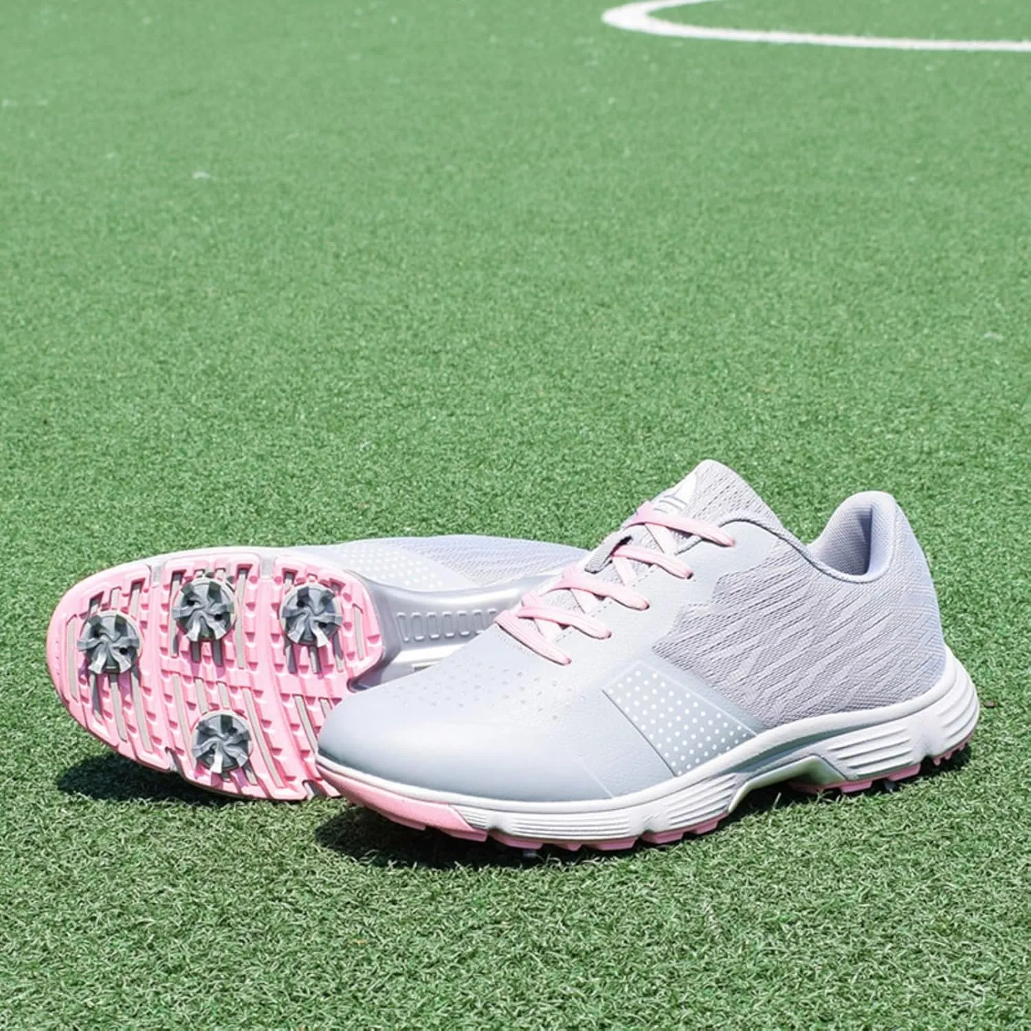 Waterproof Women's/Girl Golf Shoes Spiked Red Golf Trainers Outdoor Anti-Slip Comfort Leather Sneakers Walking Footwears Ladies' for Birthday Gift