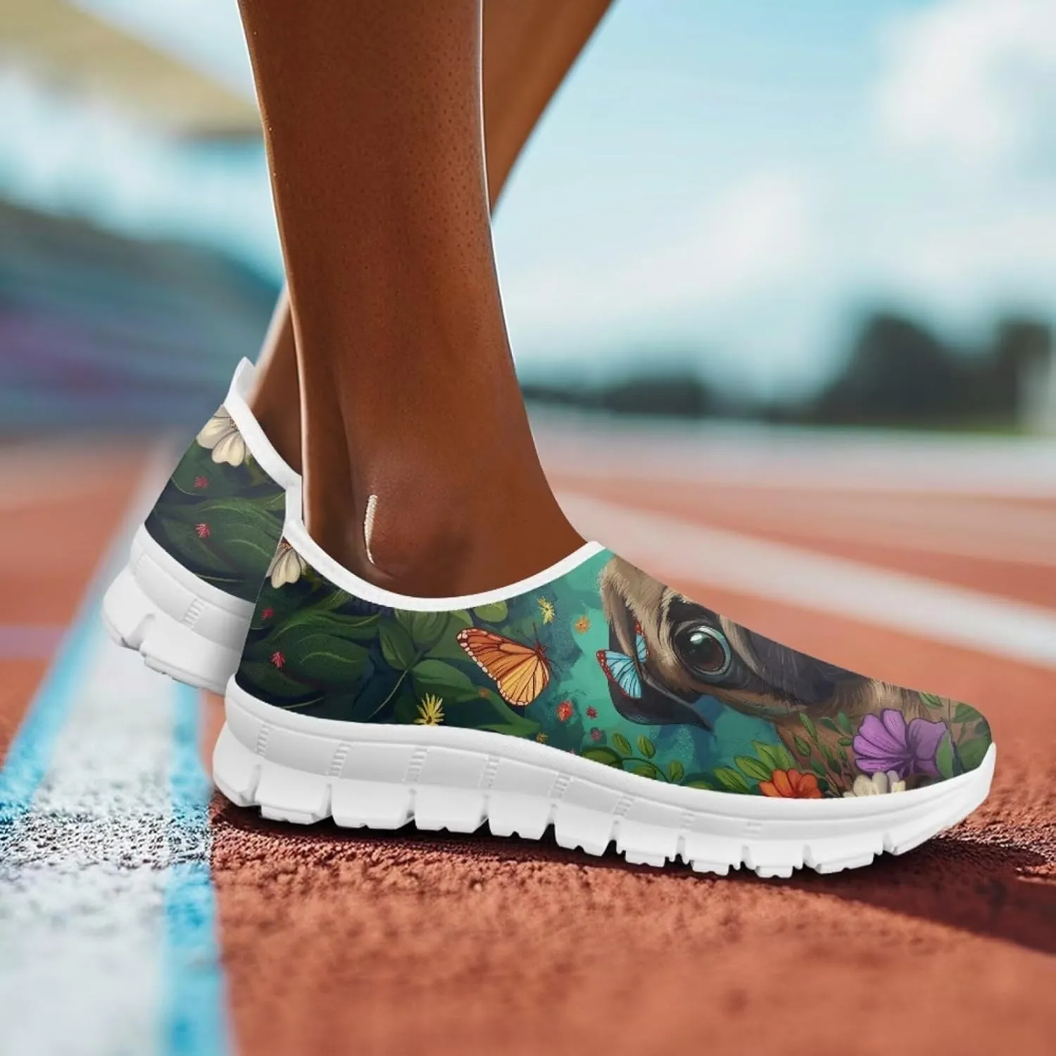 Women's Casual Loafers Dog Print Running Shoes Lightweight Non-Slip Athletic Tennis Training Shoe