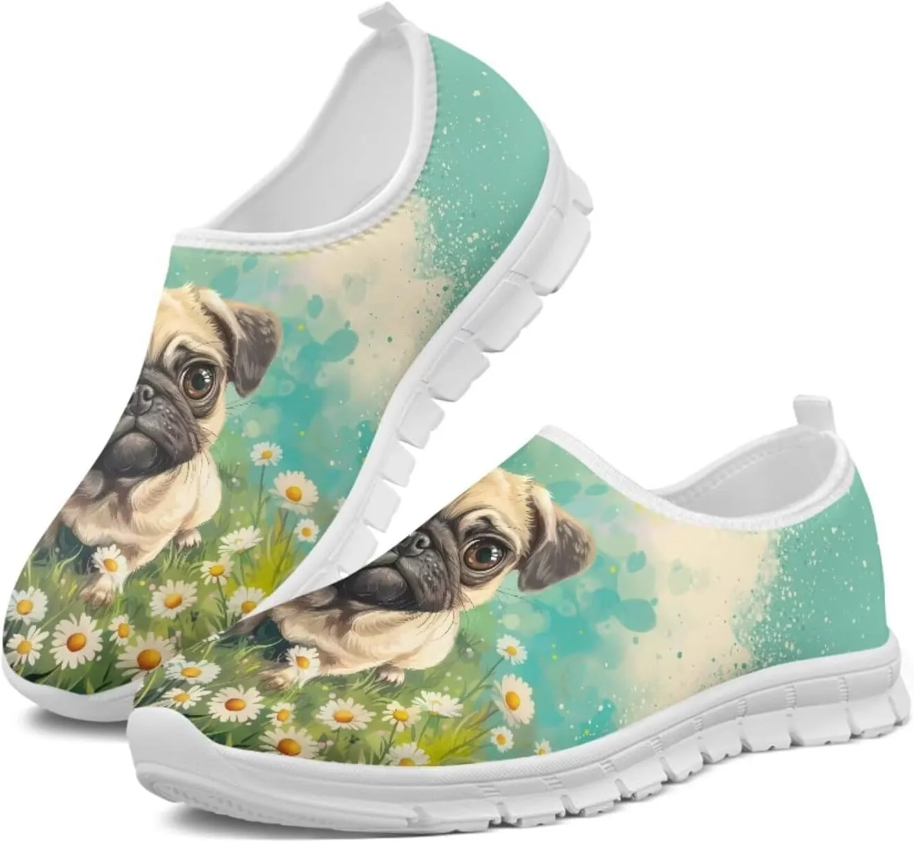 Women's Casual Loafers Dog Print Running Shoes Lightweight Non-Slip Athletic Tennis Training Shoe