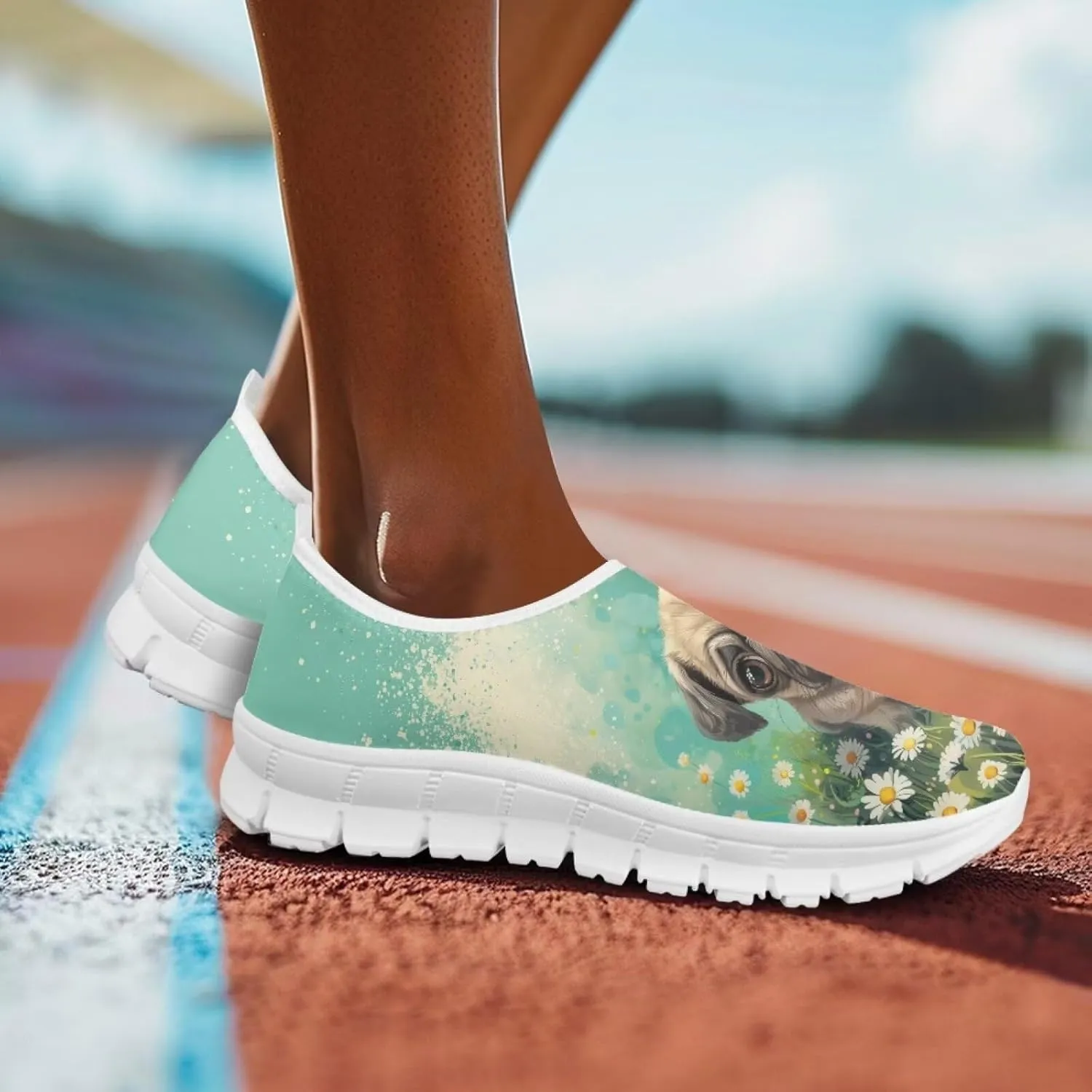Women's Casual Loafers Dog Print Running Shoes Lightweight Non-Slip Athletic Tennis Training Shoe