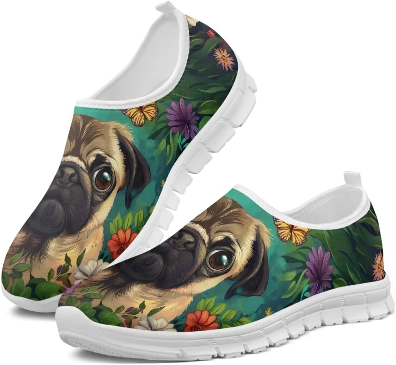 Women's Casual Loafers Dog Print Running Shoes Lightweight Non-Slip Athletic Tennis Training Shoe