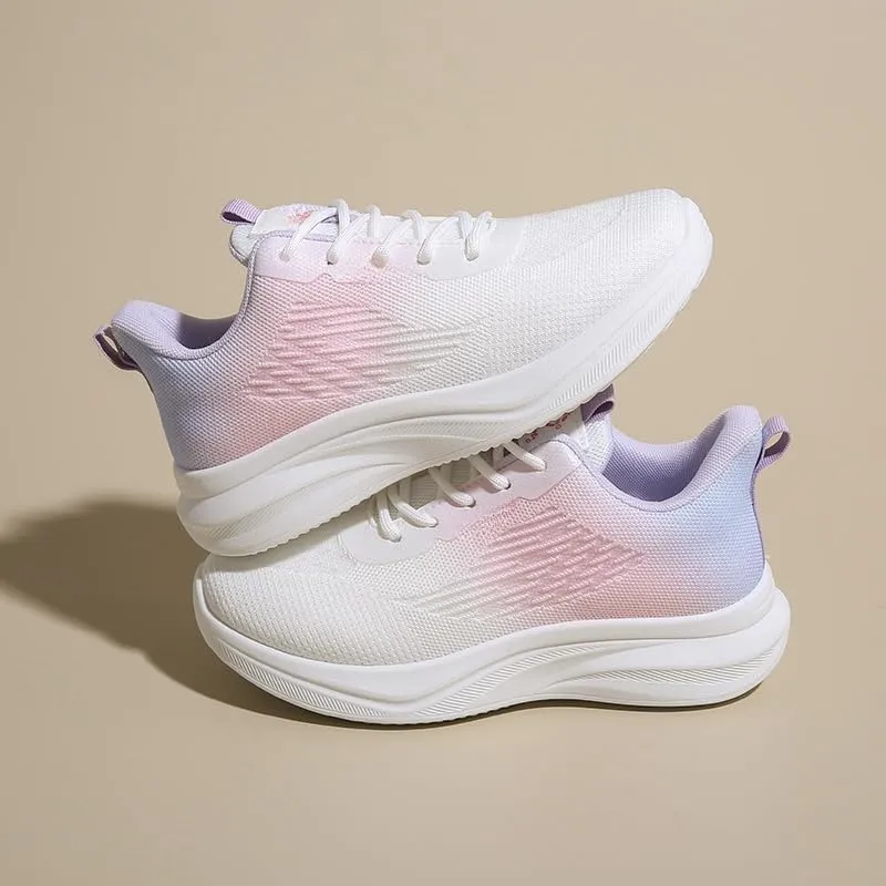 Women's Casual Sneakers, Lace Up Platform Soft Sole Walking Skate Shoes, Low-top Comfort Preppy Shoes- Breathable Mesh