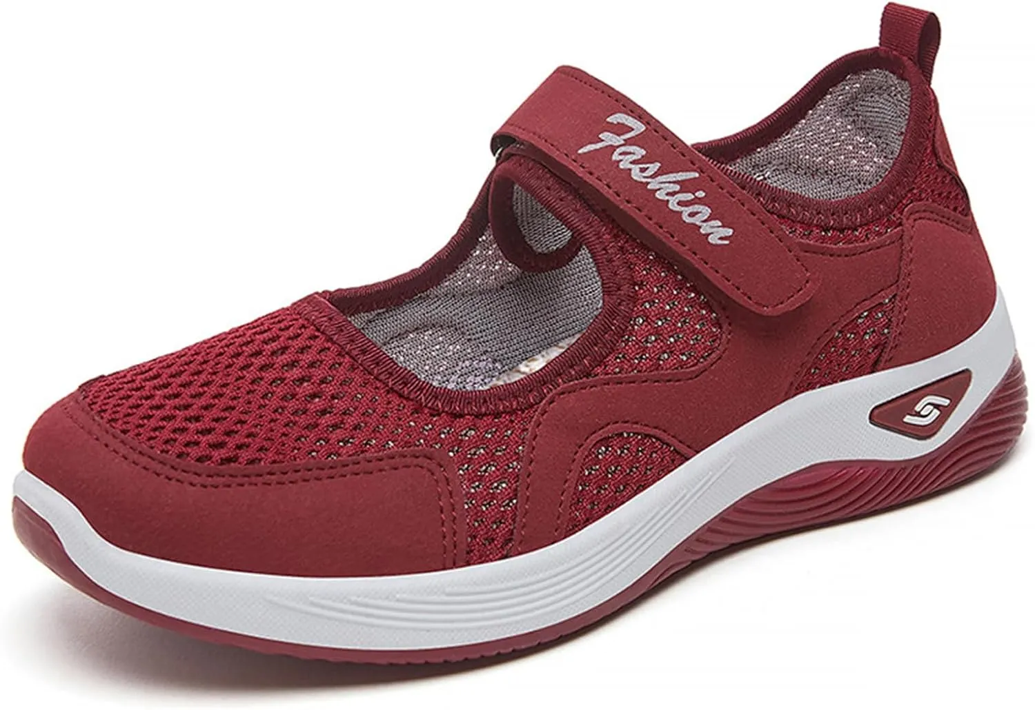 Womens Mesh Walking Shoes Working Nurse Shoes Non-Slip Adjustable Breathable Mesh Mary Janes Sneaker Lightweight Diabetes Heel Pain Plantar Fasciitis Shoe
