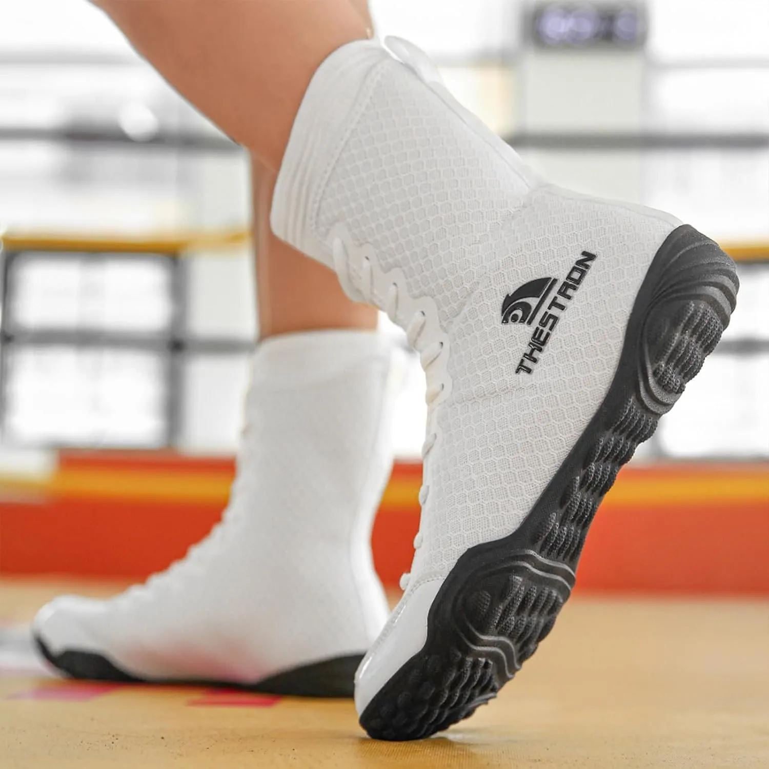 Wrestling Boxing Shoes Men Breathable Non Slip Rubber Sole High Top Fitness Training Shoe Lightweight for Adult & Youth Men Women Weightlifting Powerlifting