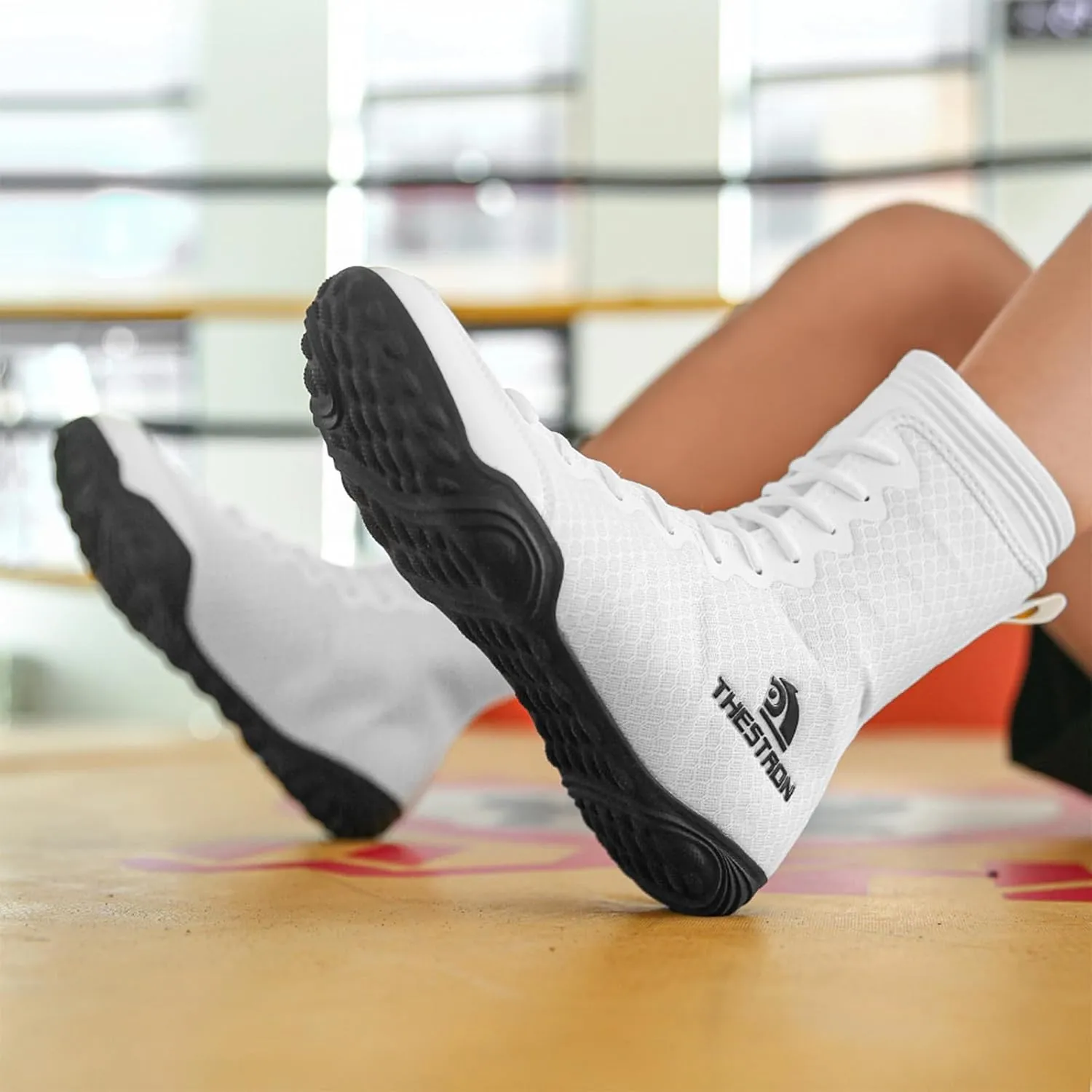 Wrestling Boxing Shoes Men Breathable Non Slip Rubber Sole High Top Fitness Training Shoe Lightweight for Adult & Youth Men Women Weightlifting Powerlifting
