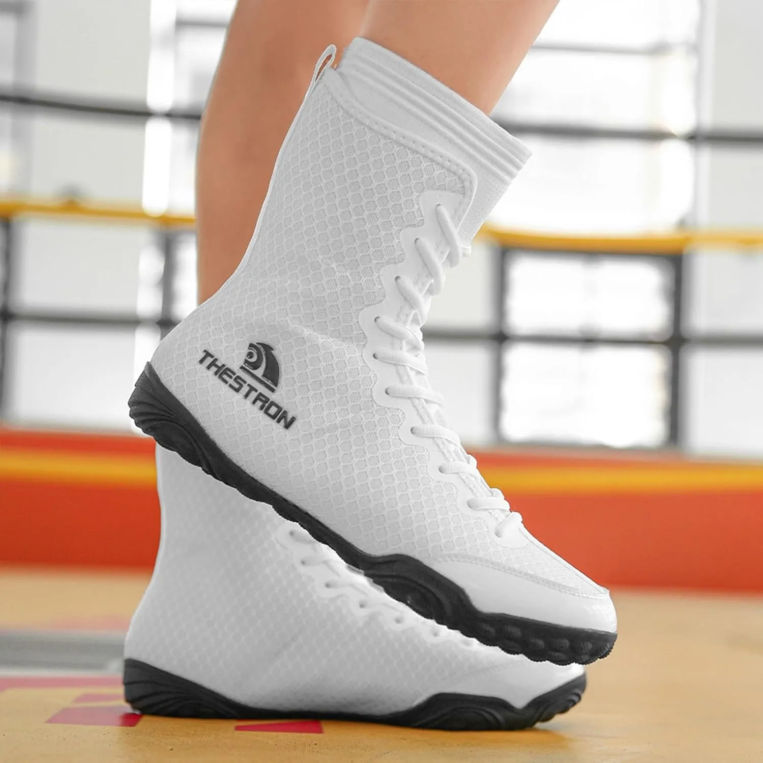 Wrestling Boxing Shoes Men Breathable Non Slip Rubber Sole High Top Fitness Training Shoe Lightweight for Adult & Youth Men Women Weightlifting Powerlifting