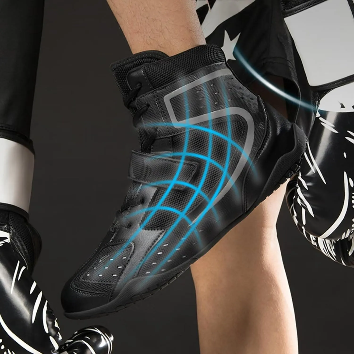 Wrestling Shoes Boxing Boots for Men and Women Anti-Slip Combat Training Shoes for Wrestling, Boxing, Weightlifting & Bodybuilding