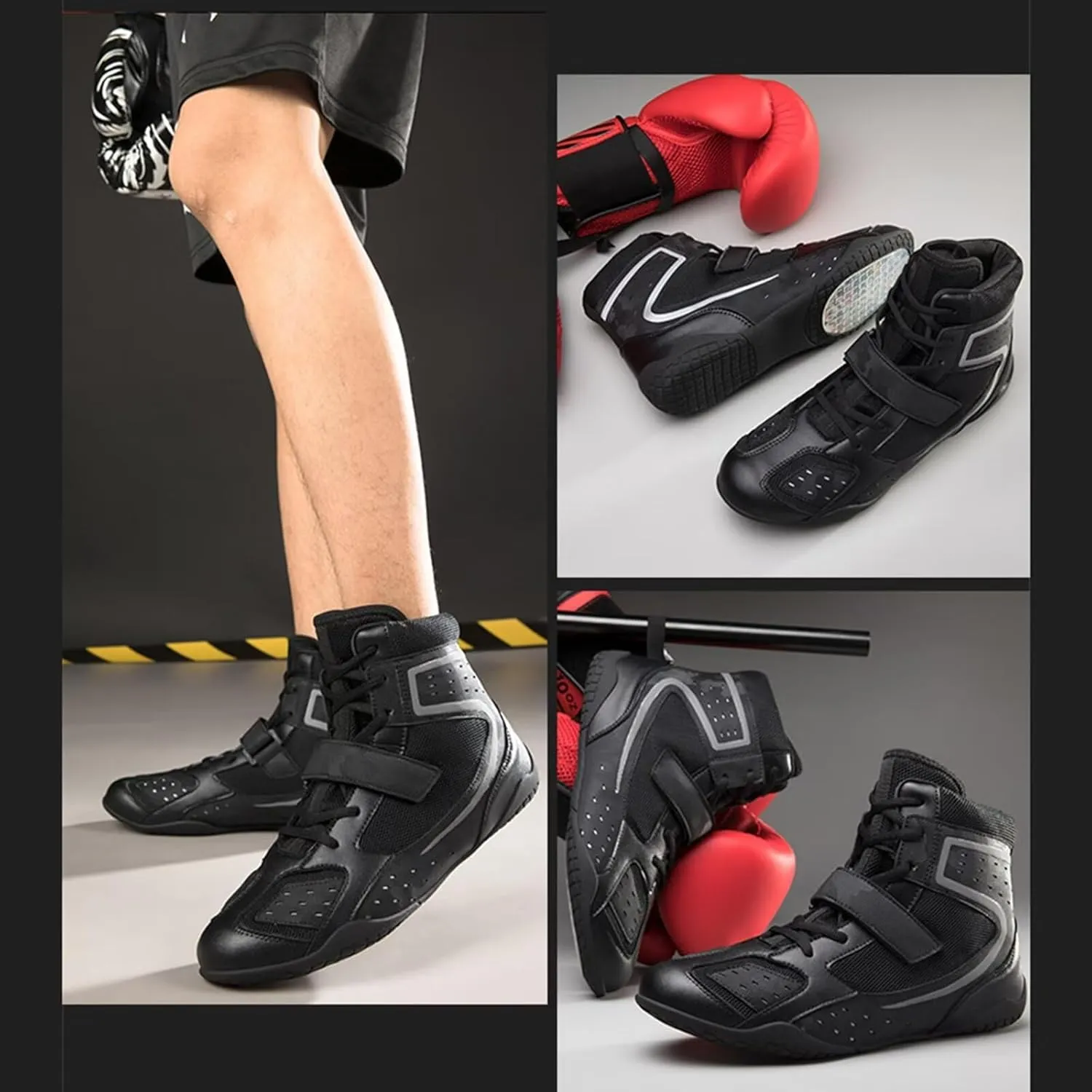 Wrestling Shoes Boxing Boots for Men and Women Anti-Slip Combat Training Shoes for Wrestling, Boxing, Weightlifting & Bodybuilding