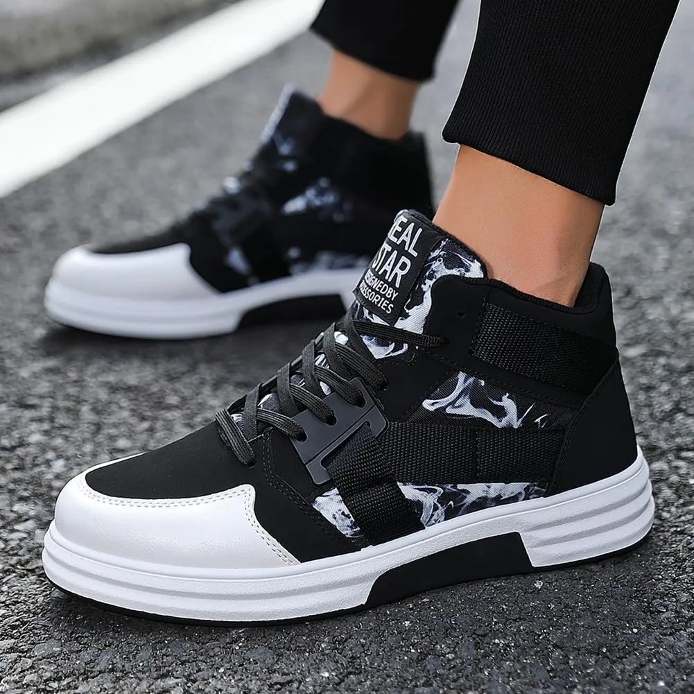 YAXE Mens Casual High Top Lace Up Skate Shoes