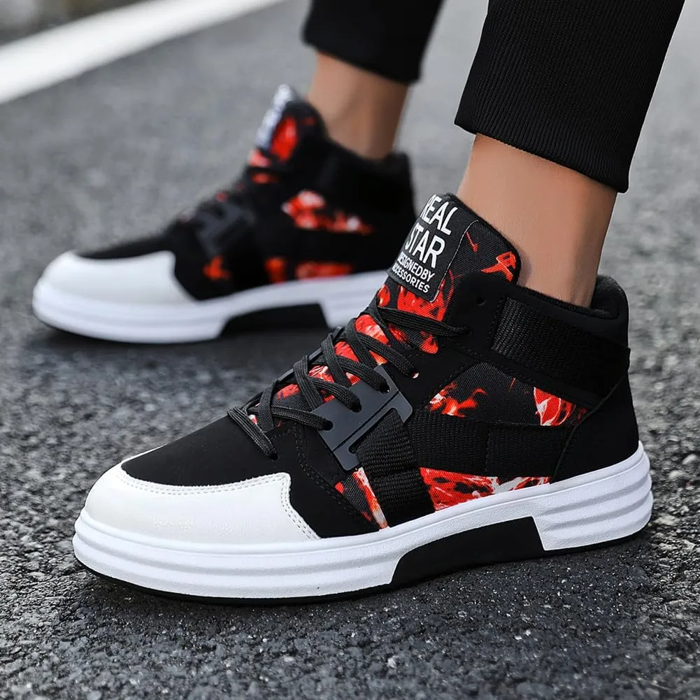 YAXE Mens Casual High Top Lace Up Skate Shoes