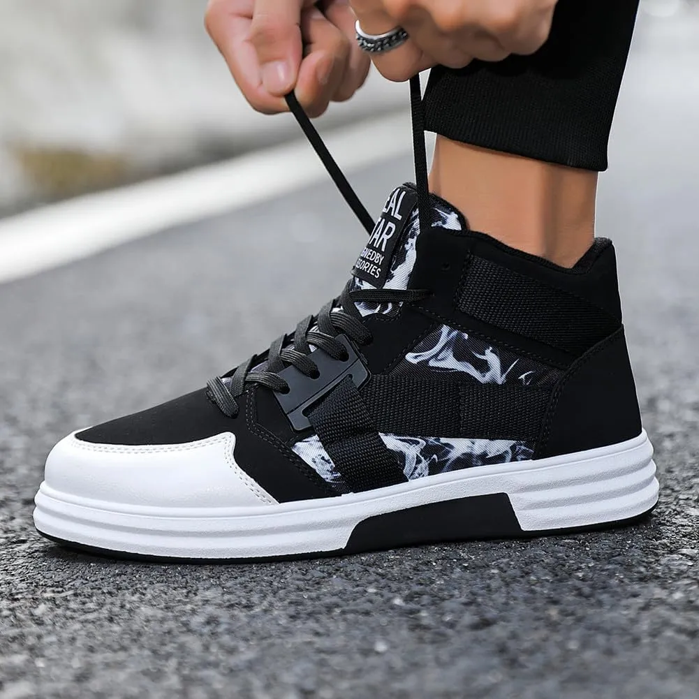 YAXE Mens Casual High Top Lace Up Skate Shoes