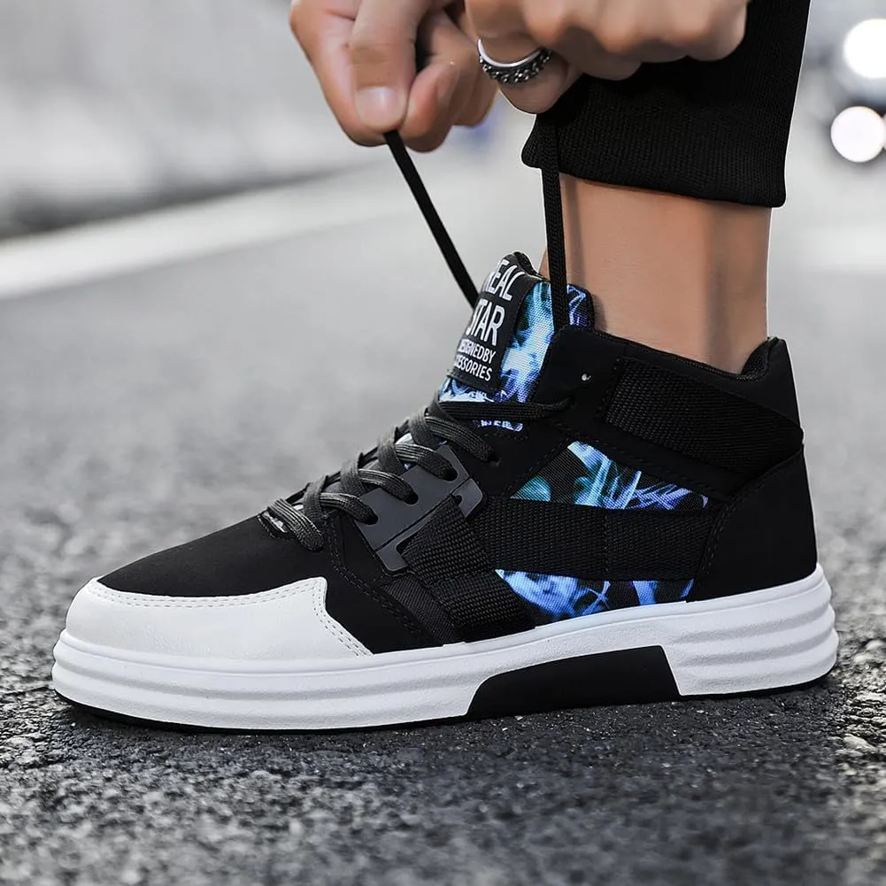 YAXE Mens Casual High Top Lace Up Skate Shoes