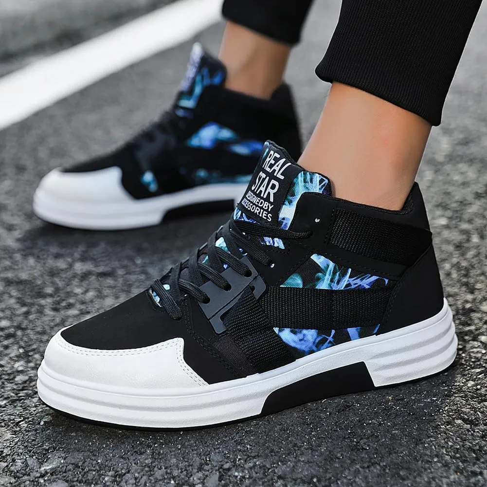 YAXE Mens Casual High Top Lace Up Skate Shoes