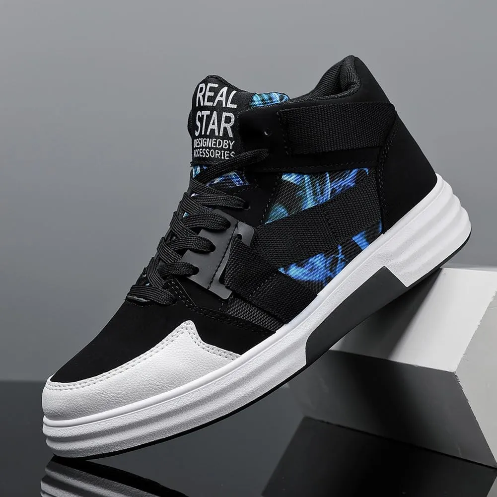 YAXE Mens Casual High Top Lace Up Skate Shoes