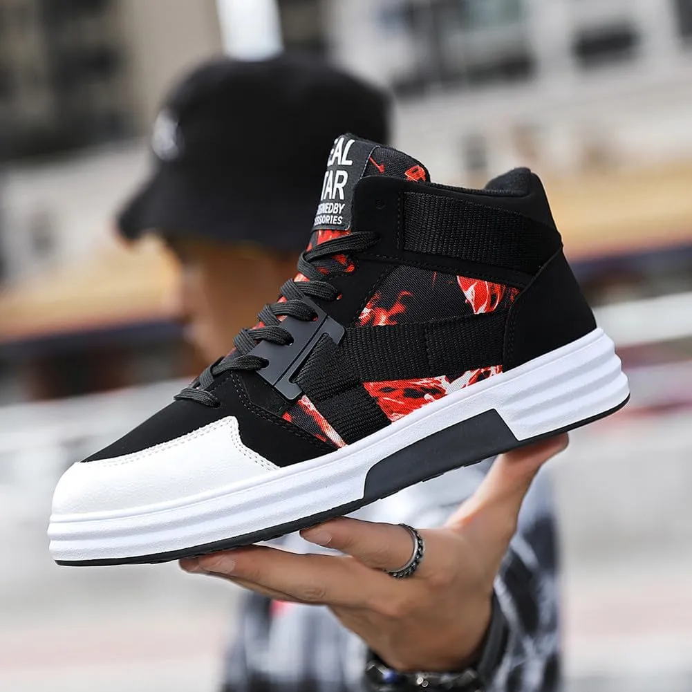 YAXE Mens Casual High Top Lace Up Skate Shoes