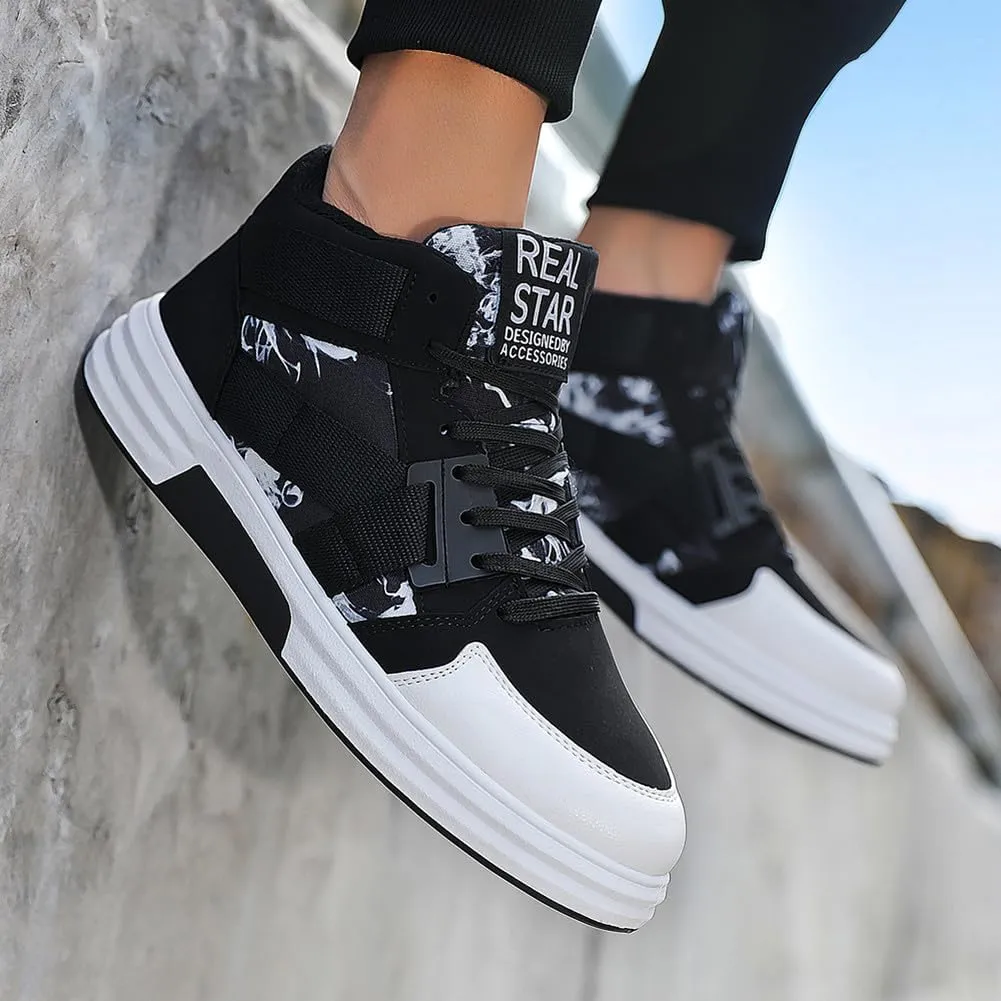 YAXE Mens Casual High Top Lace Up Skate Shoes