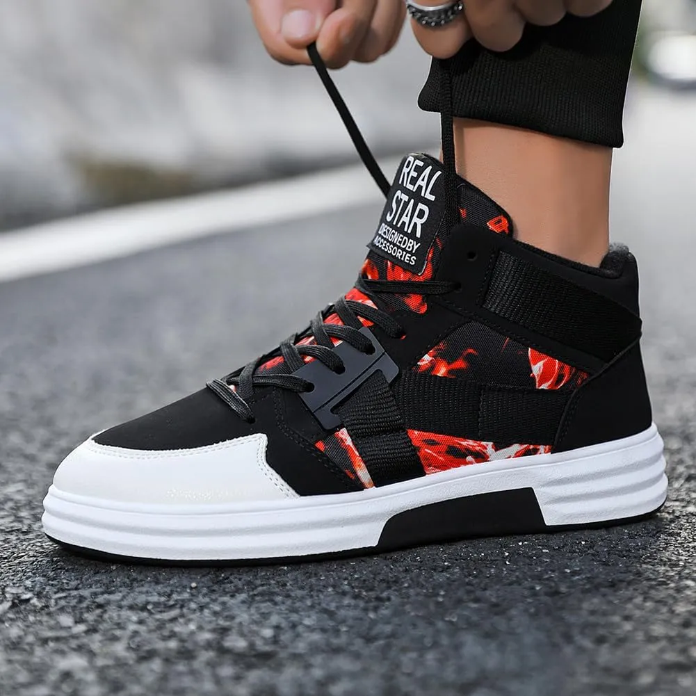 YAXE Mens Casual High Top Lace Up Skate Shoes