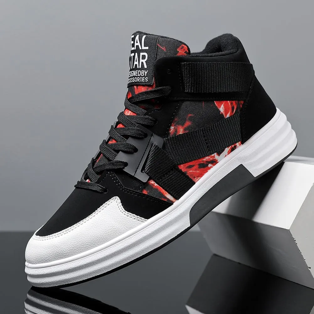 YAXE Mens Casual High Top Lace Up Skate Shoes