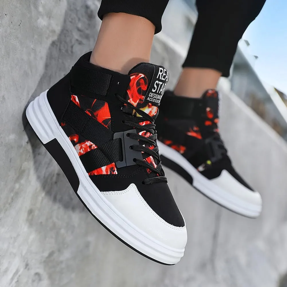 YAXE Mens Casual High Top Lace Up Skate Shoes