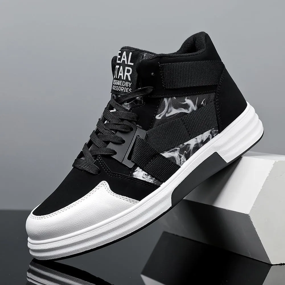 YAXE Mens Casual High Top Lace Up Skate Shoes