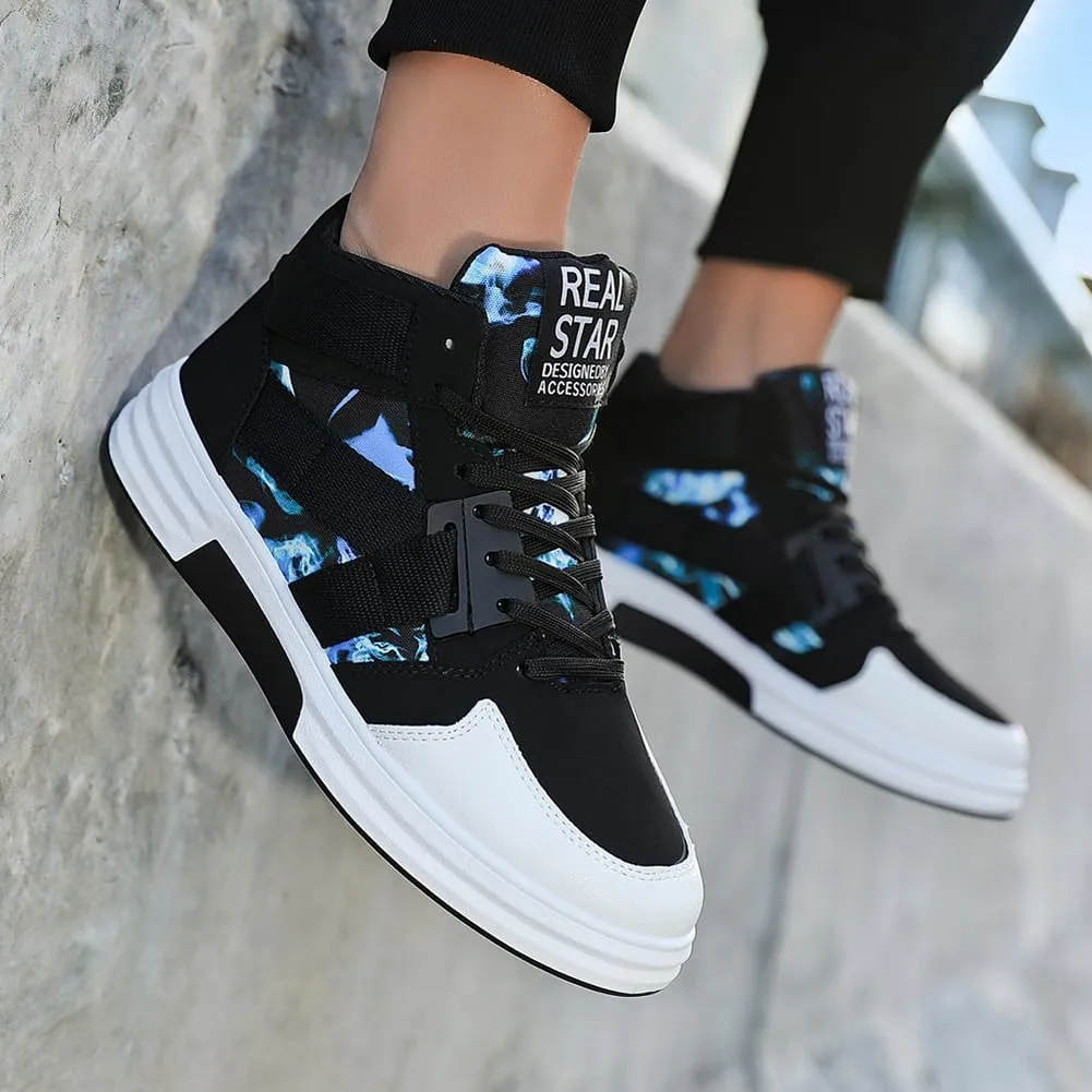 YAXE Mens Casual High Top Lace Up Skate Shoes
