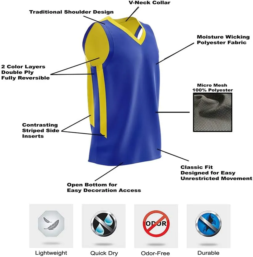 Youth Boys Reversible Mesh Performance Athletic Basketball Jerseys Blank Team Uniforms for Sports Scrimmage